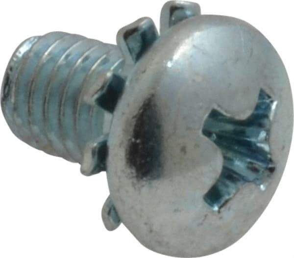 Value Collection - #10-32 UNF, 5/16" Length Under Head Phillips Drive Machine Screw - Pan Head, Grade J82 Steel, Zinc-Plated Finish, External Tooth - Eagle Tool & Supply