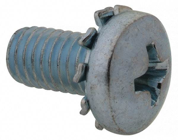 Value Collection - #10-32 UNF, 3/8" Length Under Head Phillips Drive Machine Screw - Pan Head, Grade J82 Steel, Zinc-Plated Finish, External Tooth - Eagle Tool & Supply