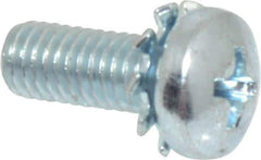 Value Collection - #10-32 UNF, 1/2" Length Under Head Phillips Drive Machine Screw - Pan Head, Grade J82 Steel, Zinc-Plated Finish, External Tooth - Eagle Tool & Supply