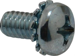 Value Collection - 1/4-20 UNC, 1/2" Length Under Head Phillips Drive Machine Screw - Pan Head, Grade J82 Steel, Zinc-Plated Finish, External Tooth - Eagle Tool & Supply