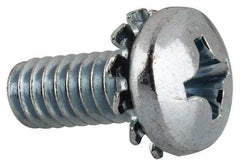 Value Collection - 1/4-20 UNC, 5/8" Length Under Head Phillips Drive Machine Screw - Pan Head, Grade J82 Steel, Zinc-Plated Finish, External Tooth - Eagle Tool & Supply