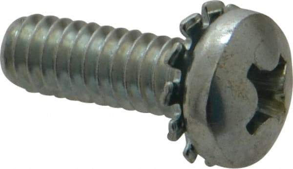 Value Collection - 1/4-20 UNC, 3/4" Length Under Head Phillips Drive Machine Screw - Pan Head, Grade J82 Steel, Zinc-Plated Finish, External Tooth - Eagle Tool & Supply