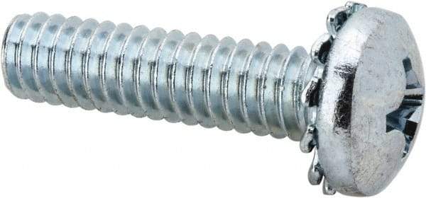 Value Collection - 1/4-20 UNC, 1" Length Under Head Phillips Drive Machine Screw - Pan Head, Grade J82 Steel, Zinc-Plated Finish, External Tooth - Eagle Tool & Supply