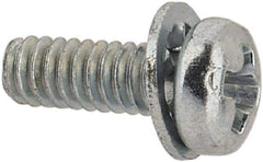 Value Collection - #2-56 UNC, 1/4" Length Under Head Phillips Drive Machine Screw - Pan Head, Grade J82 Steel, Zinc-Plated Finish, Internal Tooth - Eagle Tool & Supply