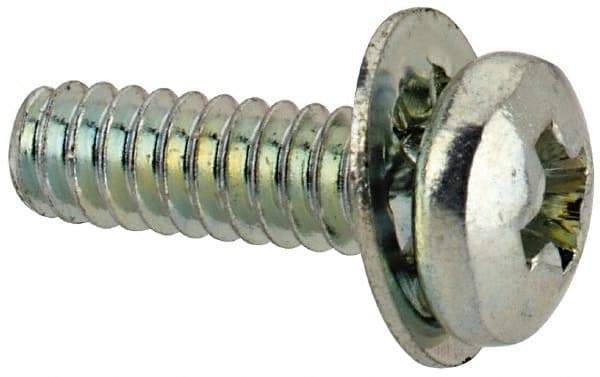 Value Collection - #4-40 UNC, 3/8" Length Under Head Phillips Drive Machine Screw - Pan Head, Grade J82 Steel, Zinc-Plated Finish, Internal Tooth - Eagle Tool & Supply
