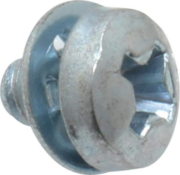 Value Collection - #6-32 UNC, 3/16" Length Under Head Phillips Drive Machine Screw - Pan Head, Grade J82 Steel, Zinc-Plated Finish, Internal Tooth - Eagle Tool & Supply