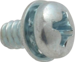Value Collection - #6-32 UNC, 1/4" Length Under Head Phillips Drive Machine Screw - Pan Head, Grade J82 Steel, Zinc-Plated Finish, Internal Tooth - Eagle Tool & Supply