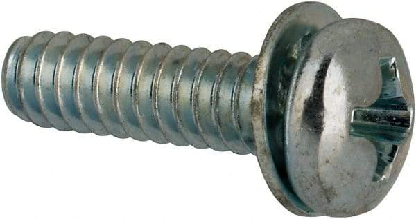 Value Collection - #6-32 UNC, 1/2" Length Under Head Phillips Drive Machine Screw - Pan Head, Grade J82 Steel, Zinc-Plated Finish, Internal Tooth - Eagle Tool & Supply