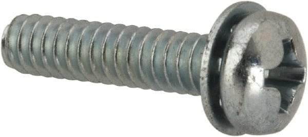 Value Collection - #6-32 UNC, 5/8" Length Under Head Phillips Drive Machine Screw - Pan Head, Grade J82 Steel, Zinc-Plated Finish, Internal Tooth - Eagle Tool & Supply