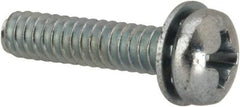 Value Collection - #6-32 UNC, 5/8" Length Under Head Phillips Drive Machine Screw - Pan Head, Grade J82 Steel, Zinc-Plated Finish, Internal Tooth - Eagle Tool & Supply