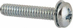 Value Collection - #6-32 UNC, 3/4" Length Under Head Phillips Drive Machine Screw - Pan Head, Grade J82 Steel, Zinc-Plated Finish, Internal Tooth - Eagle Tool & Supply