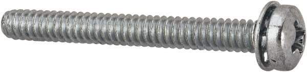 Value Collection - #6-32 UNC, 1-1/4" Length Under Head Phillips Drive Machine Screw - Pan Head, Grade J82 Steel, Zinc-Plated Finish, Internal Tooth - Eagle Tool & Supply