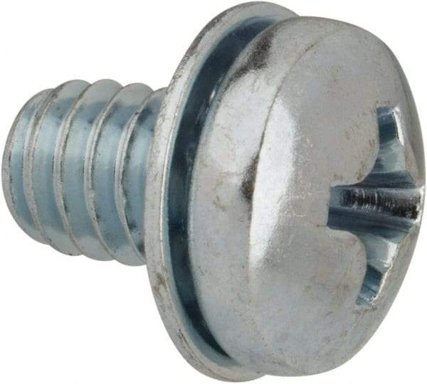 Value Collection - #8-32 UNC, 1/4" Length Under Head Phillips Drive Machine Screw - Pan Head, Grade J82 Steel, Zinc-Plated Finish, Internal Tooth - Eagle Tool & Supply