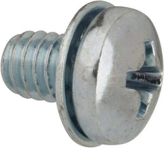 Value Collection - #8-32 UNC, 1/4" Length Under Head Phillips Drive Machine Screw - Pan Head, Grade J82 Steel, Zinc-Plated Finish, Internal Tooth - Eagle Tool & Supply