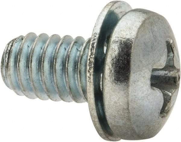 Value Collection - #8-32 UNC, 5/16" Length Under Head Phillips Drive Machine Screw - Pan Head, Grade J82 Steel, Zinc-Plated Finish, Internal Tooth - Eagle Tool & Supply