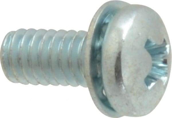 Value Collection - #8-32 UNC, 3/8" Length Under Head Phillips Drive Machine Screw - Pan Head, Grade J82 Steel, Zinc-Plated Finish, Internal Tooth - Eagle Tool & Supply
