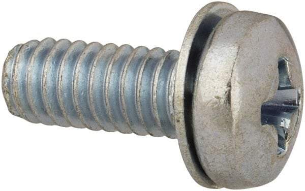 Value Collection - #8-32 UNC, 7/16" Length Under Head Phillips Drive Machine Screw - Pan Head, Grade J82 Steel, Zinc-Plated Finish, Internal Tooth - Eagle Tool & Supply