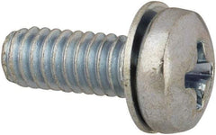 Value Collection - #8-32 UNC, 7/16" Length Under Head Phillips Drive Machine Screw - Pan Head, Grade J82 Steel, Zinc-Plated Finish, Internal Tooth - Eagle Tool & Supply
