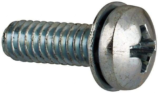 Value Collection - #8-32 UNC, 1/2" Length Under Head Phillips Drive Machine Screw - Pan Head, Grade J82 Steel, Zinc-Plated Finish, Internal Tooth - Eagle Tool & Supply