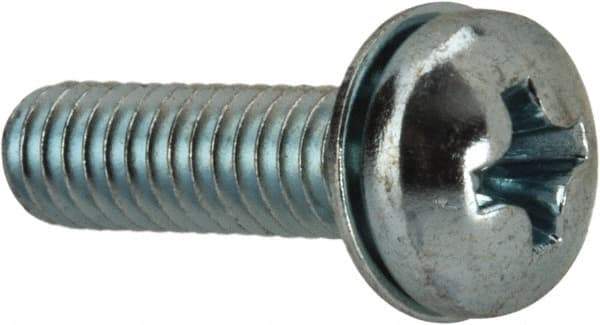 Value Collection - #8-32 UNC, 5/8" Length Under Head Phillips Drive Machine Screw - Pan Head, Grade J82 Steel, Zinc-Plated Finish, Internal Tooth - Eagle Tool & Supply