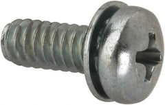 Value Collection - #10-24 UNC, 1/2" Length Under Head Phillips Drive Machine Screw - Pan Head, Grade J82 Steel, Zinc-Plated Finish, Internal Tooth - Eagle Tool & Supply