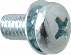 Value Collection - #10-32 UNF, 3/8" Length Under Head Phillips Drive Machine Screw - Pan Head, Grade J82 Steel, Zinc-Plated Finish, Internal Tooth - Eagle Tool & Supply
