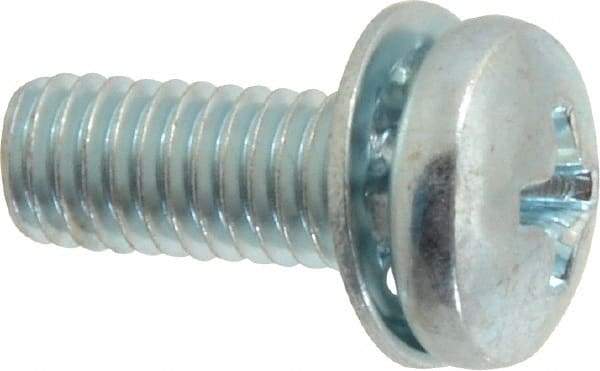 Value Collection - #10-32 UNF, 1/2" Length Under Head Phillips Drive Machine Screw - Pan Head, Grade J82 Steel, Zinc-Plated Finish, Internal Tooth - Eagle Tool & Supply