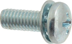 Value Collection - #10-32 UNF, 1/2" Length Under Head Phillips Drive Machine Screw - Pan Head, Grade J82 Steel, Zinc-Plated Finish, Internal Tooth - Eagle Tool & Supply