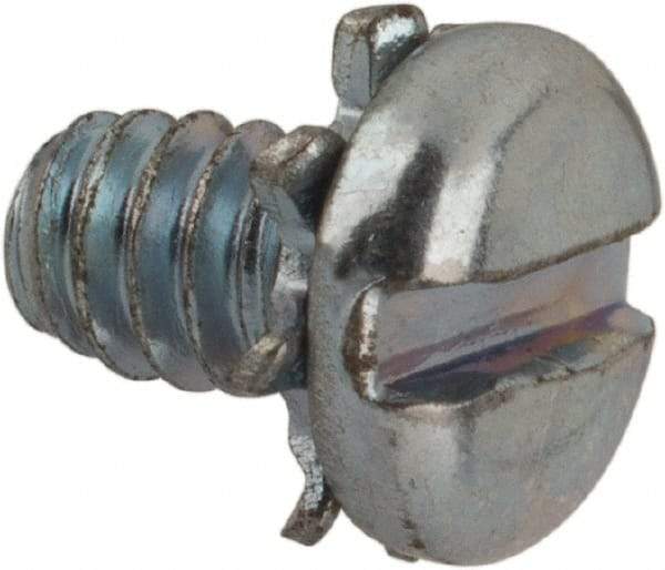 Value Collection - #4-40 UNC, 3/16" Length Under Head Slotted Drive Machine Screw - Pan Head, Grade J82 Steel, Zinc-Plated Finish, External Tooth - Eagle Tool & Supply