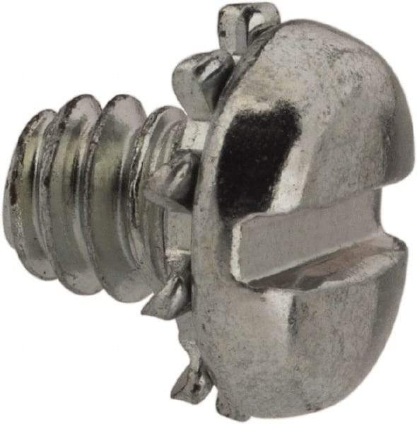Value Collection - #6-32 UNC, 3/16" Length Under Head Slotted Drive Machine Screw - Pan Head, Grade J82 Steel, Zinc-Plated Finish, External Tooth - Eagle Tool & Supply