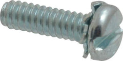 Value Collection - #6-32 UNC, 1/2" Length Under Head Slotted Drive Machine Screw - Pan Head, Grade J82 Steel, Zinc-Plated Finish, External Tooth - Eagle Tool & Supply