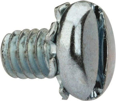 Value Collection - #8-32 UNC, 1/4" Length Under Head Slotted Drive Machine Screw - Pan Head, Grade J82 Steel, Zinc-Plated Finish, External Tooth - Eagle Tool & Supply