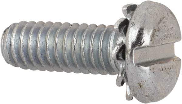 Value Collection - #8-32 UNC, 1/2" Length Under Head Slotted Drive Machine Screw - Pan Head, Grade J82 Steel, Zinc-Plated Finish, External Tooth - Eagle Tool & Supply