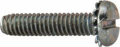 Value Collection - #8-32 UNC, 3/4" Length Under Head Slotted Drive Machine Screw - Pan Head, Grade J82 Steel, Zinc-Plated Finish, External Tooth - Eagle Tool & Supply