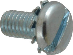 Value Collection - #10-32 UNF, 3/8" Length Under Head Slotted Drive Machine Screw - Pan Head, Grade J82 Steel, Zinc-Plated Finish, External Tooth - Eagle Tool & Supply