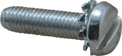 Value Collection - #10-32 UNF, 3/4" Length Under Head Slotted Drive Machine Screw - Pan Head, Grade J82 Steel, Zinc-Plated Finish, External Tooth - Eagle Tool & Supply