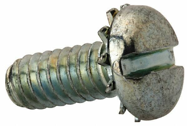 Value Collection - 1/4-20 UNC, 5/8" Length Under Head Slotted Drive Machine Screw - Pan Head, Grade J82 Steel, Zinc-Plated Finish, External Tooth - Eagle Tool & Supply