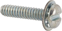 Value Collection - #4-40 UNC, 1/2" Length Under Head Slotted Drive Machine Screw - Pan Head, Grade J82 Steel, Zinc-Plated Finish, Internal Tooth - Eagle Tool & Supply