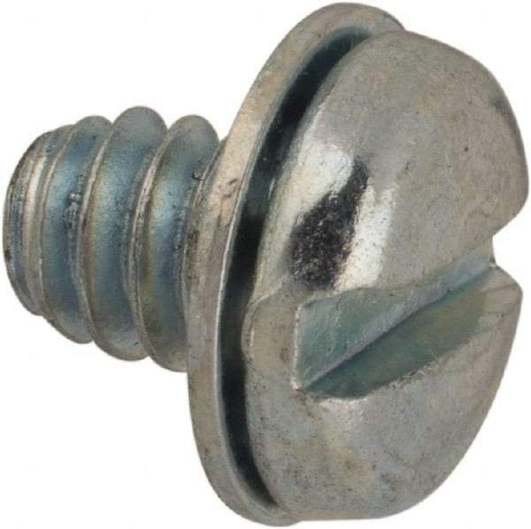 Value Collection - #6-32 UNC, 3/16" Length Under Head Slotted Drive Machine Screw - Pan Head, Grade J82 Steel, Zinc-Plated Finish, Internal Tooth - Eagle Tool & Supply