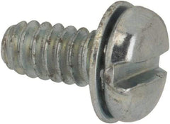 Value Collection - #6-32 UNC, 5/16" Length Under Head Slotted Drive Machine Screw - Pan Head, Grade J82 Steel, Zinc-Plated Finish, Internal Tooth - Eagle Tool & Supply