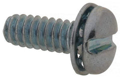 Value Collection - #6-32 UNC, 3/8" Length Under Head Slotted Drive Machine Screw - Pan Head, Grade J82 Steel, Zinc-Plated Finish, Internal Tooth - Eagle Tool & Supply
