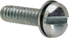 Value Collection - #6-32 UNC, 1/2" Length Under Head Slotted Drive Machine Screw - Pan Head, Grade J82 Steel, Zinc-Plated Finish, Internal Tooth - Eagle Tool & Supply