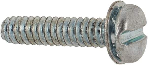 Value Collection - #6-32 UNC, 5/8" Length Under Head Slotted Drive Machine Screw - Pan Head, Grade J82 Steel, Zinc-Plated Finish, Internal Tooth - Eagle Tool & Supply