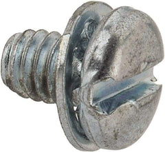 Value Collection - #8-32 UNC, 1/4" Length Under Head Slotted Drive Machine Screw - Pan Head, Grade J82 Steel, Zinc-Plated Finish, Internal Tooth - Eagle Tool & Supply