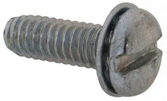 Value Collection - #8-32 UNC, 1/2" Length Under Head Slotted Drive Machine Screw - Pan Head, Grade J82 Steel, Zinc-Plated Finish, Internal Tooth - Eagle Tool & Supply