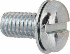 Value Collection - #10-32 UNF, 3/8" Length Under Head Slotted Drive Machine Screw - Pan Head, Grade J82 Steel, Zinc-Plated Finish, Internal Tooth - Eagle Tool & Supply