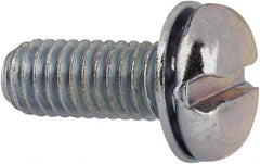 Value Collection - #10-32 UNF, 1/2" Length Under Head Slotted Drive Machine Screw - Pan Head, Grade J82 Steel, Zinc-Plated Finish, Internal Tooth - Eagle Tool & Supply