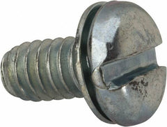 Value Collection - 1/4-20 UNC, 1/2" Length Under Head Slotted Drive Machine Screw - Pan Head, Grade J82 Steel, Zinc-Plated Finish, Internal Tooth - Eagle Tool & Supply
