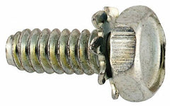 Value Collection - #6-32 UNC, 3/8" Length Under Head Hex Drive Machine Screw - Hex Head, Grade J82 Steel, Zinc-Plated Finish, External Tooth - Eagle Tool & Supply
