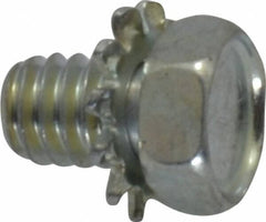 Value Collection - #8-32 UNC, 1/4" Length Under Head Hex Drive Machine Screw - Hex Head, Grade J82 Steel, Zinc-Plated Finish, External Tooth - Eagle Tool & Supply
